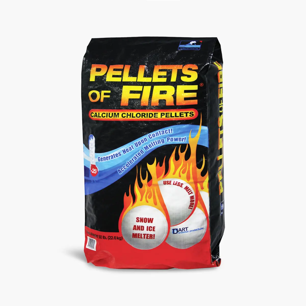 Pellets Of Fire Calcium Chloride Ice And Snow Melt + Deicer | 50 Lb. Bag | Works To -25°F 2