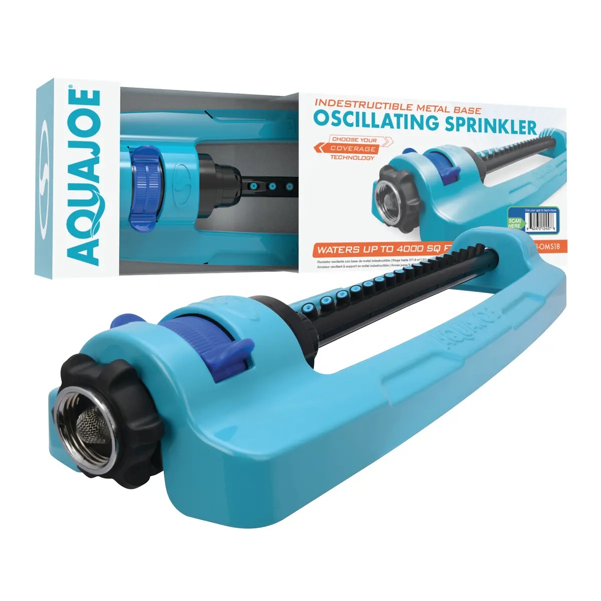 Aqua Joe Sji-Oms18 Indestructible Metal Base Oscillating Sprinkler With Adjustable Spray | 4000 Sq Ft Max Coverage 1