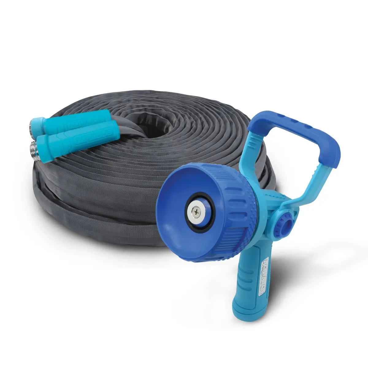 Aqua Joe Fiberjacket Superlight Garden Hose Bundle | W/ Fireman's Nozzle + 100 Ft Hose 1