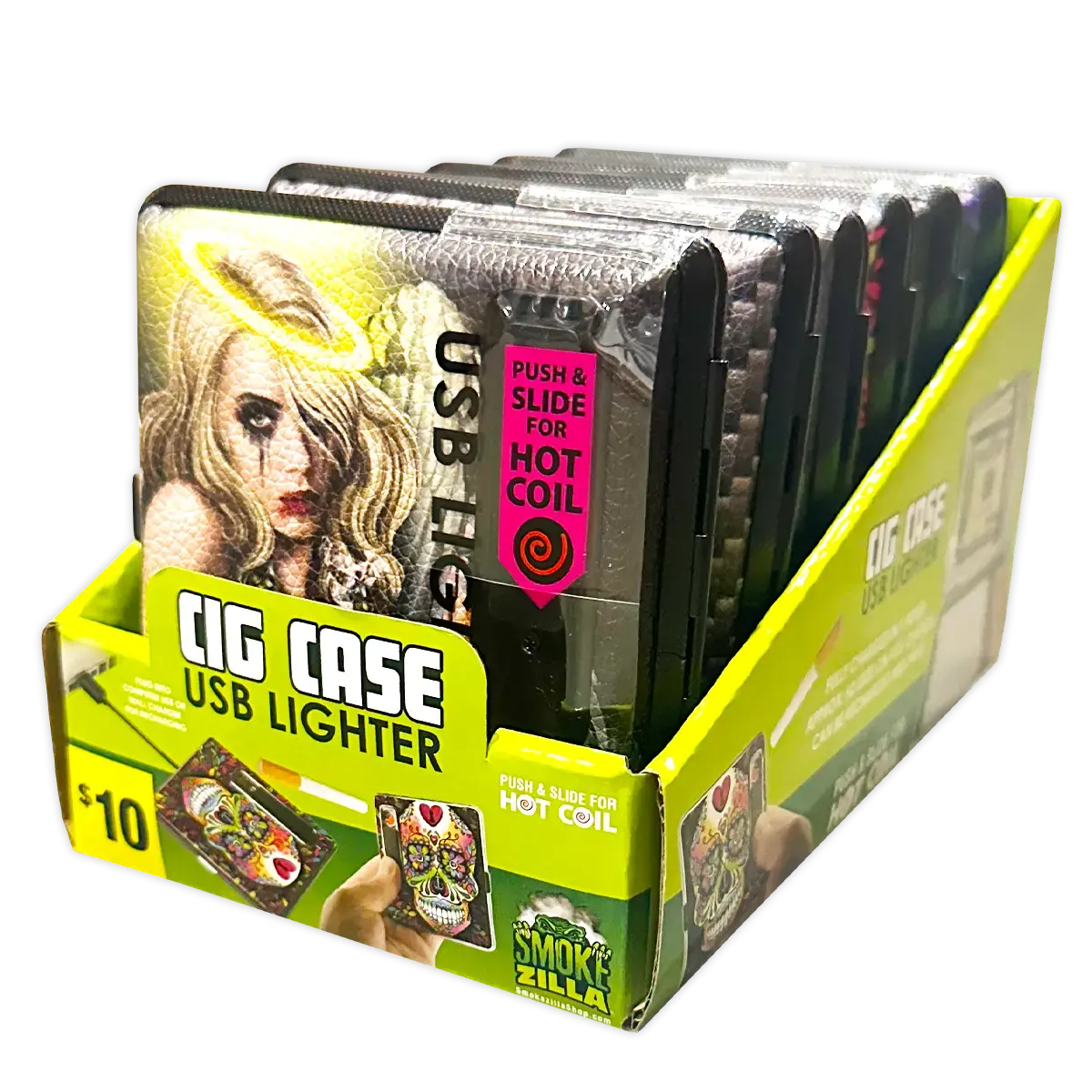 Cigarette Case With Usb Coil Lighter - 6 Pieces Per Retail Ready Display 40307 1