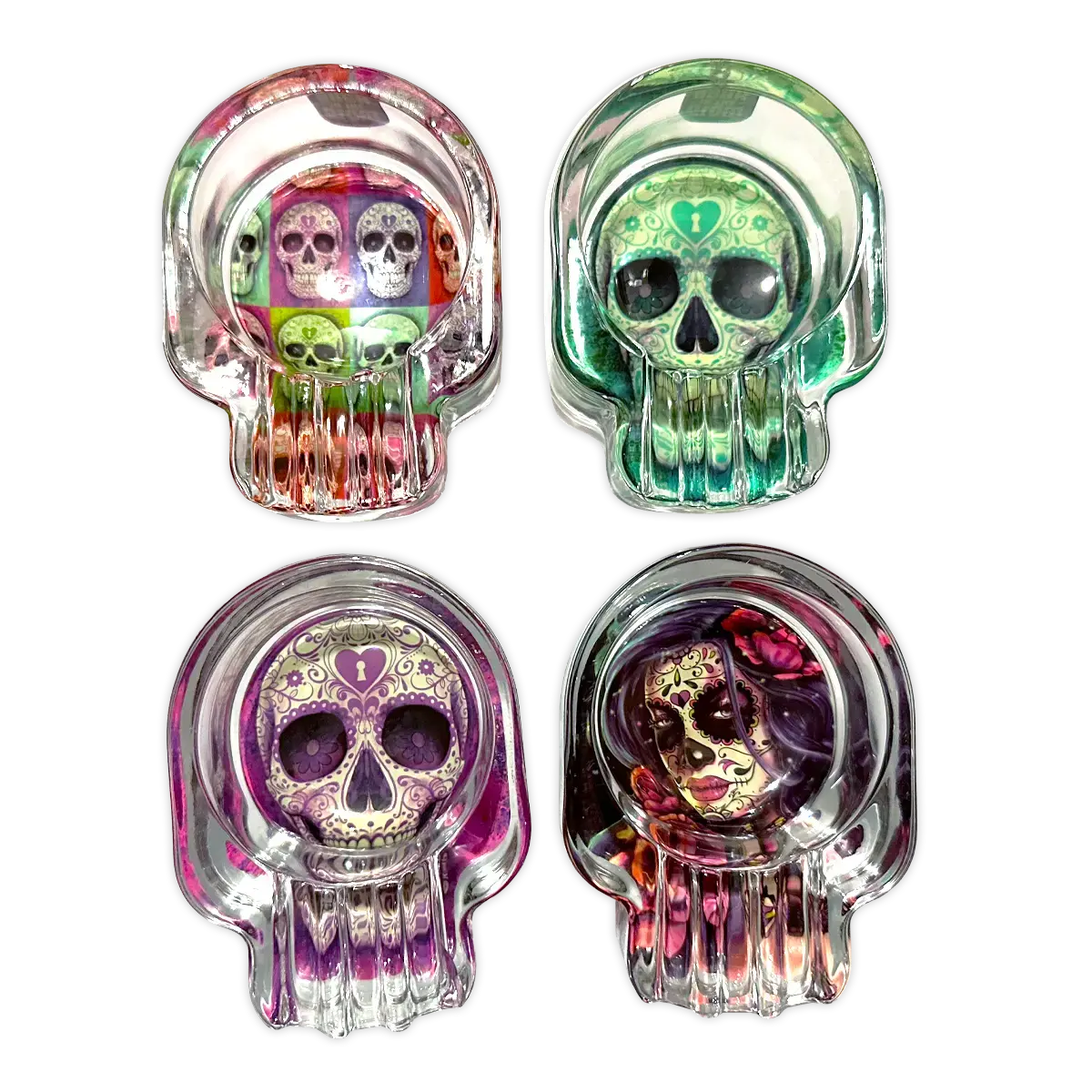 Glass Ashtray In Skull Shaped Design - 4 Per Retail Ready Display 40319 2