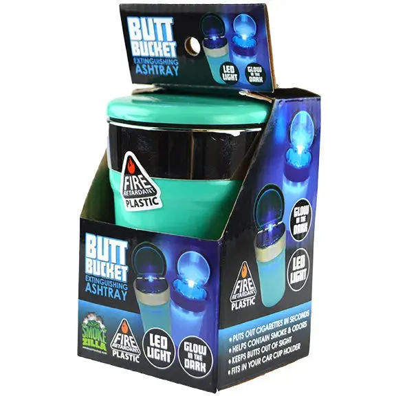 Glow In The Dark Butt Bucket Ashtray With Led Light - 6 Per Retail Ready Wholesale Display 40340 2