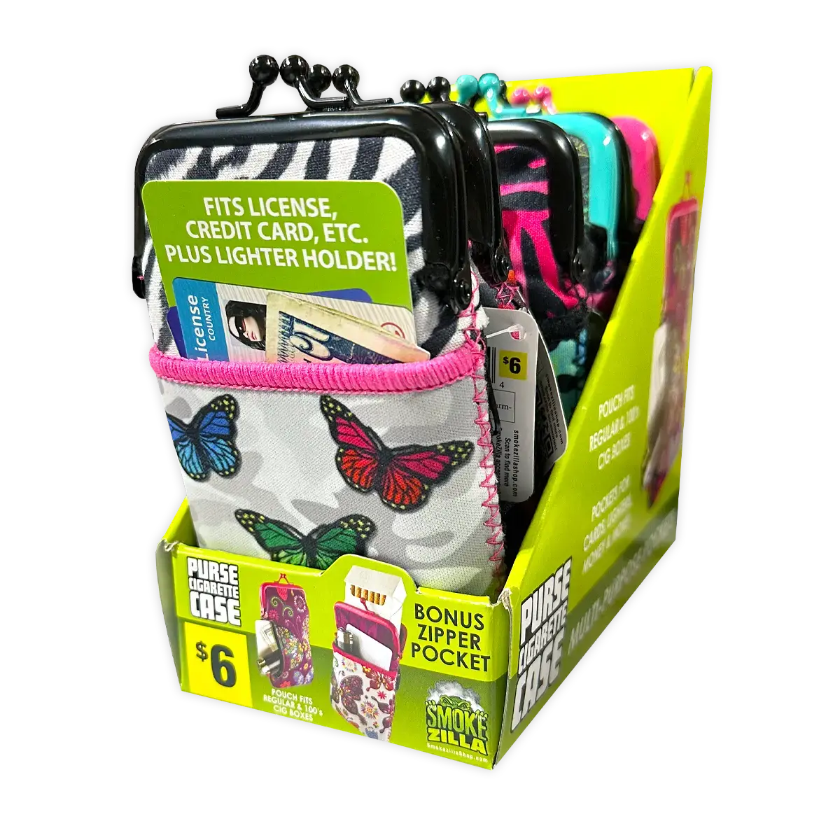 Neoprene Cigarette Pouch With Pocket - 6 Pieces Per Retail Ready Display 40677 1