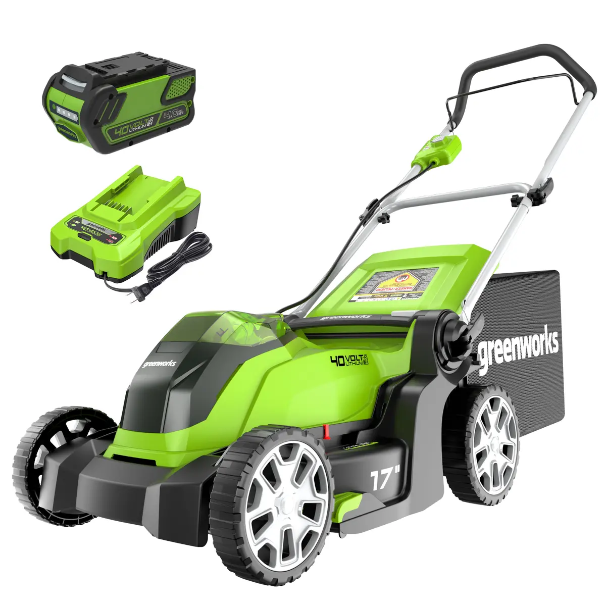 40V 17" Battery Lawn Mower - Push With 4.0Ah Battery & Charger 1