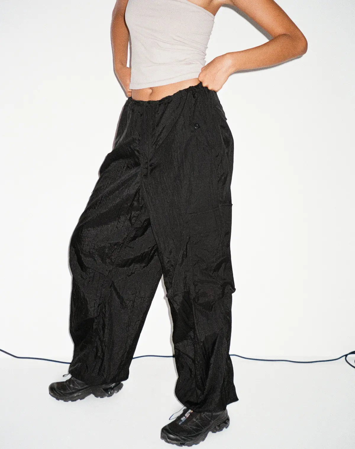 Cuties Wide Leg Cargo Trouser In Black 1