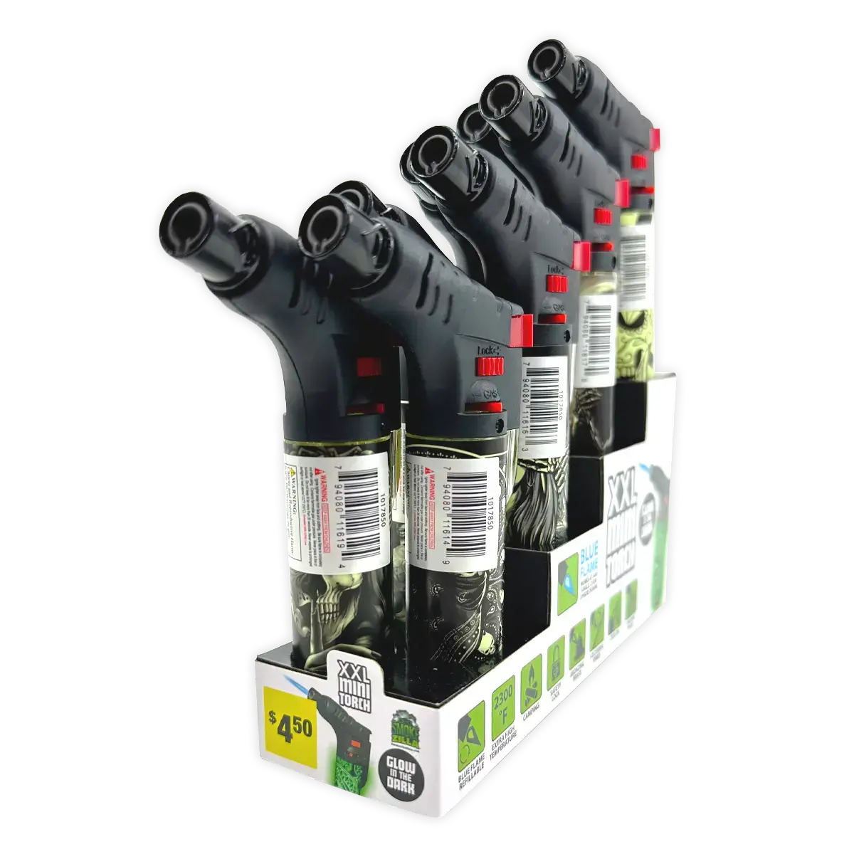 Glow In The Dark Xxl Thin Torch Lighter - 8 Pieces Per Retail Ready Display 41402 1