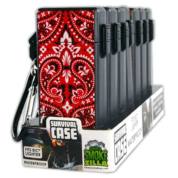 Survival Cigarette & Lighter Case With Carabineer - 7 Pieces Per Retail Ready Display 41408 1