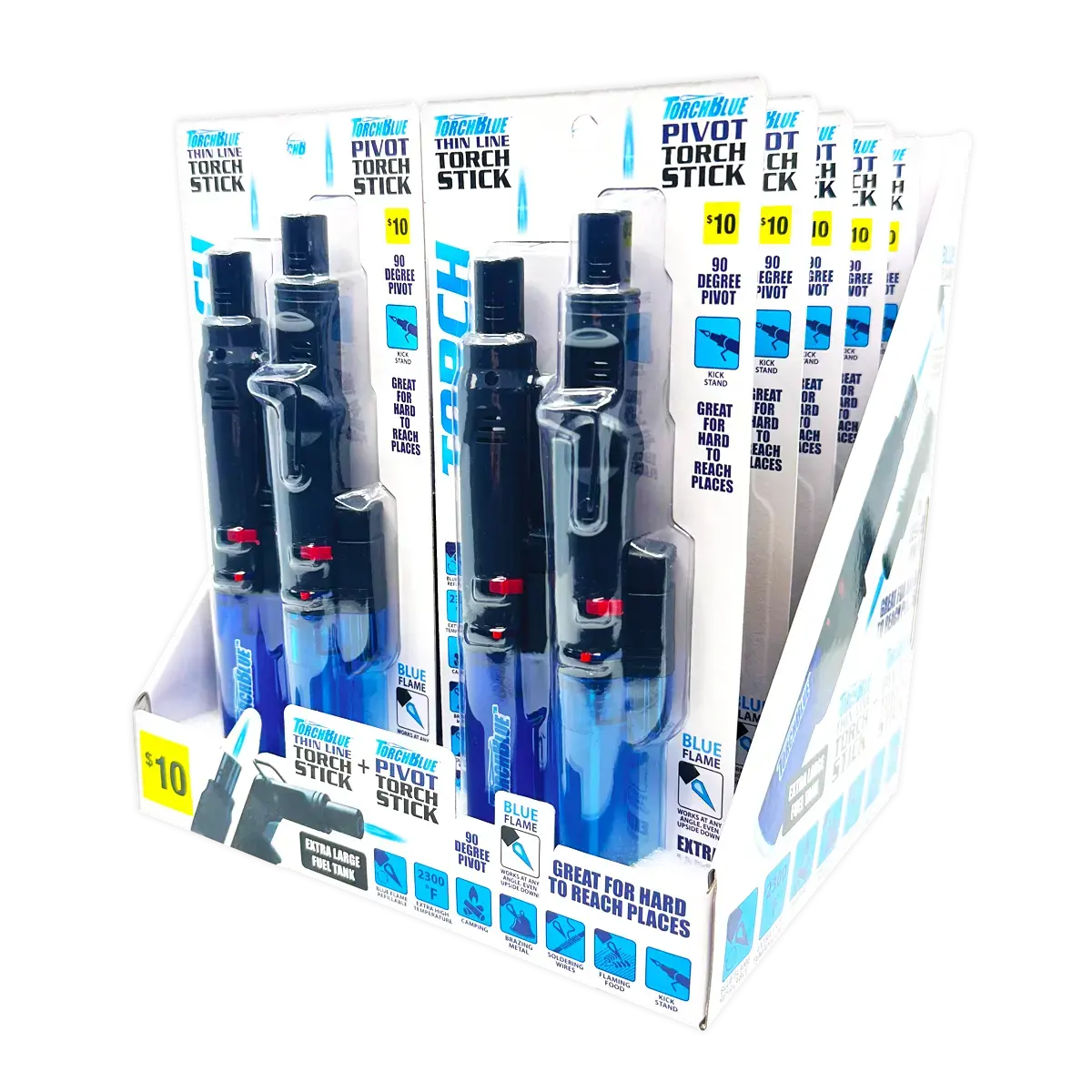 Thin Pivot Torch Stick Lighter 2 Pack Set - 10 Packs Per Retail Ready Display 41524 1