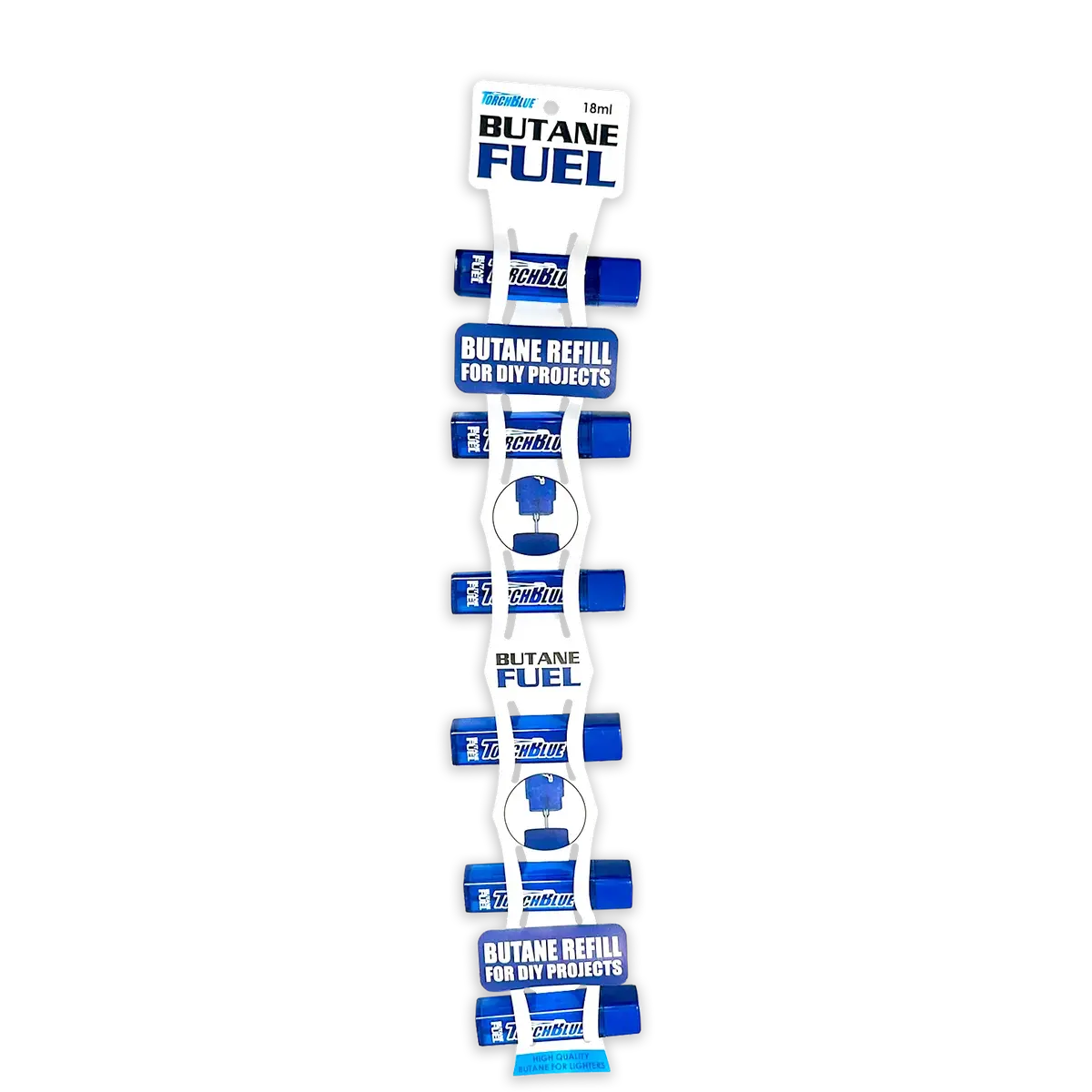 18Ml Bulk Torch Blue Butane Refill With Merchandising Hang Strip - 6 Pieces Per Retail Ready Display 41554 1