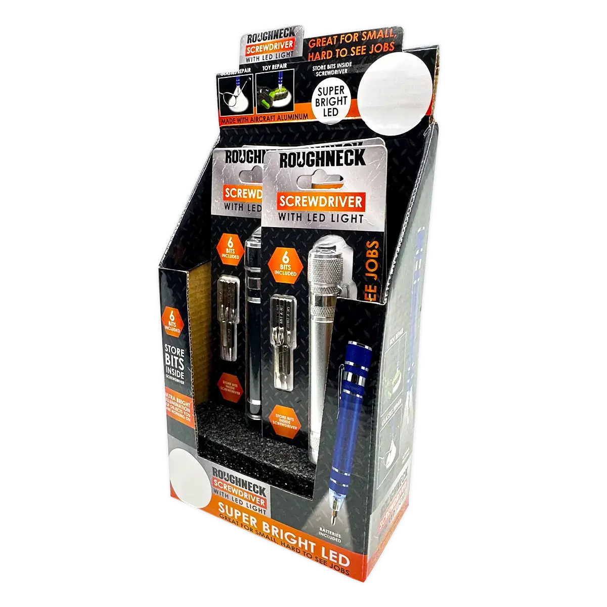 Screwdriver With Led Light - 4 Pieces Per Retail Ready Display 41667 1