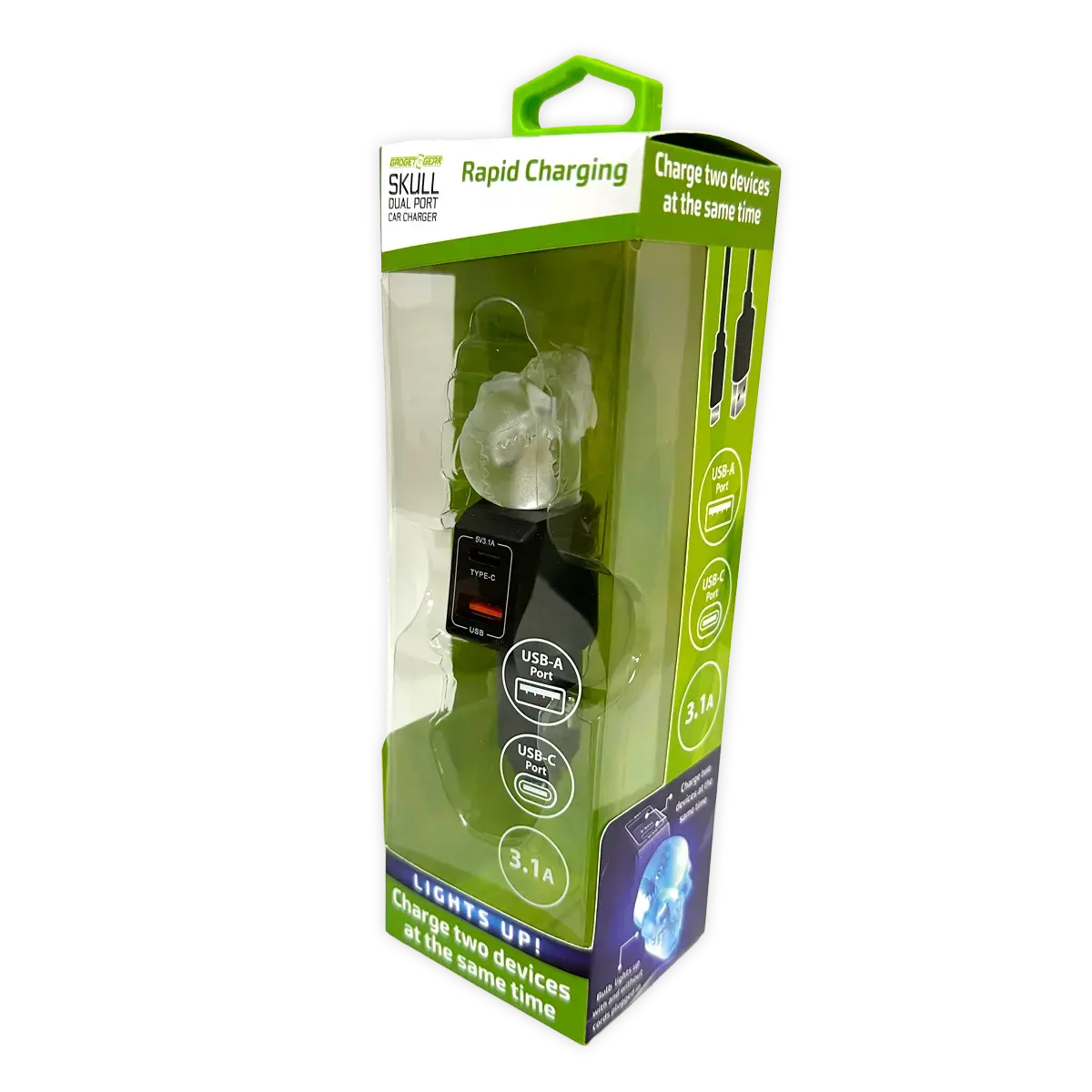 Car Charger Dual Port Usb / Usb-C Led Skull 3.1 Amp - 3 Pieces Per Pack 41785 1