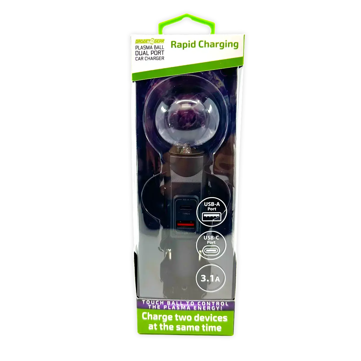 Car Charger Dual Port Usb-A/Usb-C 3.1-Amp Plasma Ball - 3 Pieces Per Pack 41786 2