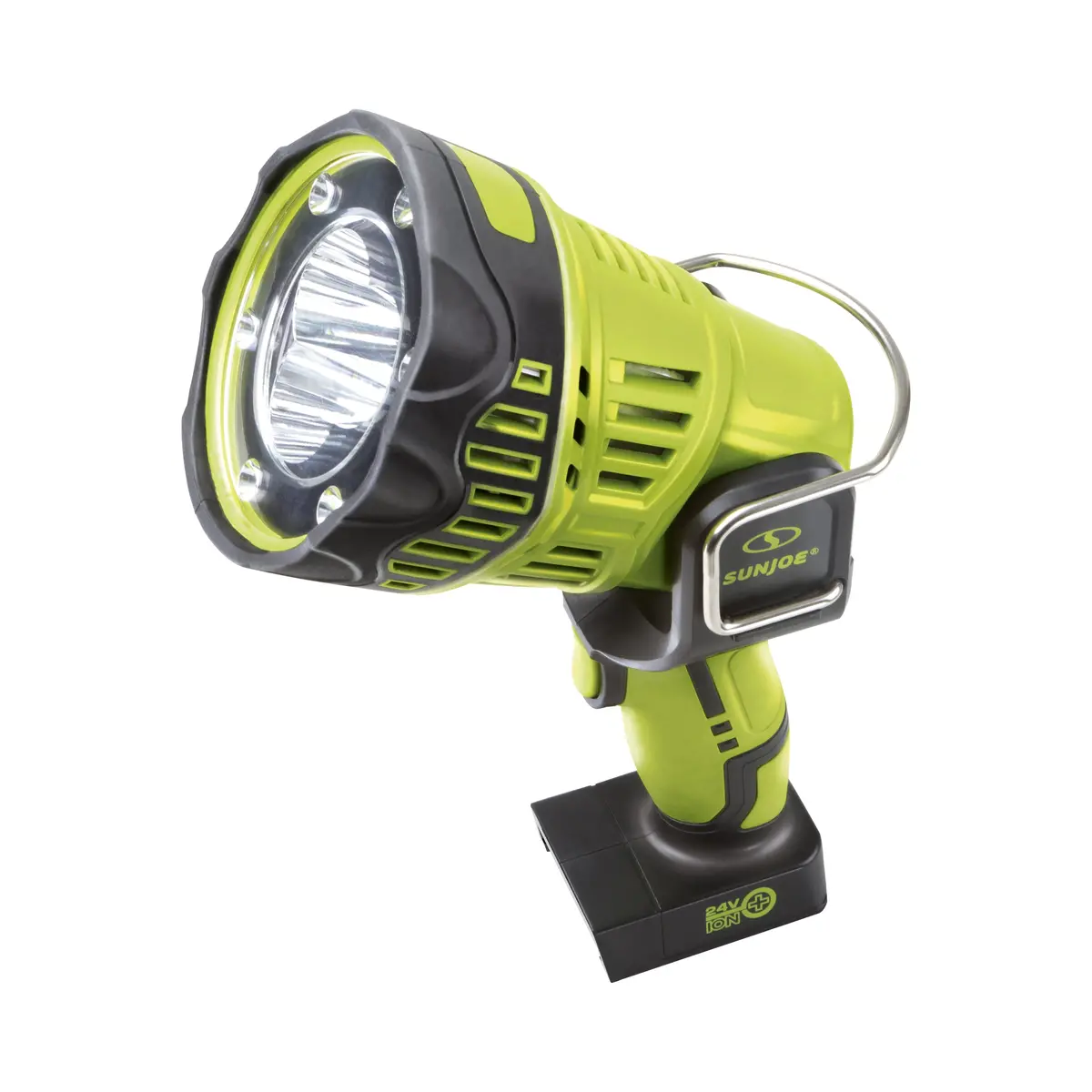 Sun Joe 24V-1500Fl-Ct 24-Volt Ion+ Handheld Flashlight/Spotlight/Flood | 700 Yard Reach Illumination | 5 Light Modes | 1500 Lumens Max | 90-Degree Pivot Head | Belt Hook | Tool Only 1