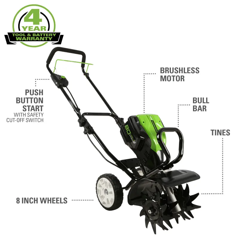 80V 10" Cultivator, 2.0Ah Battery And Charger Included 2