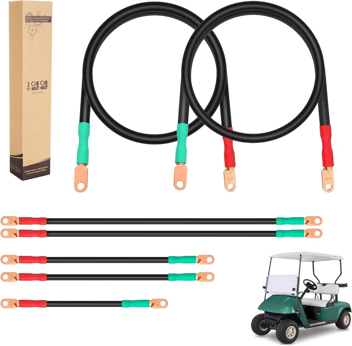48 Volt Golf Cart Battery Cables Kit For Ezgo Txt & Club Car Precedent - 10L0l 1