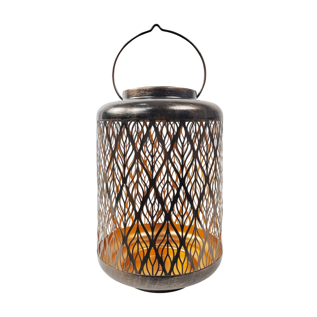 Bliss Outdoors Bsl-306-Bz Solar Led Lantern W/ Diamond Leaf Design & Hand Painted Finish | 12-In. Tall | Waterproof Ip44 (Bronze) 2