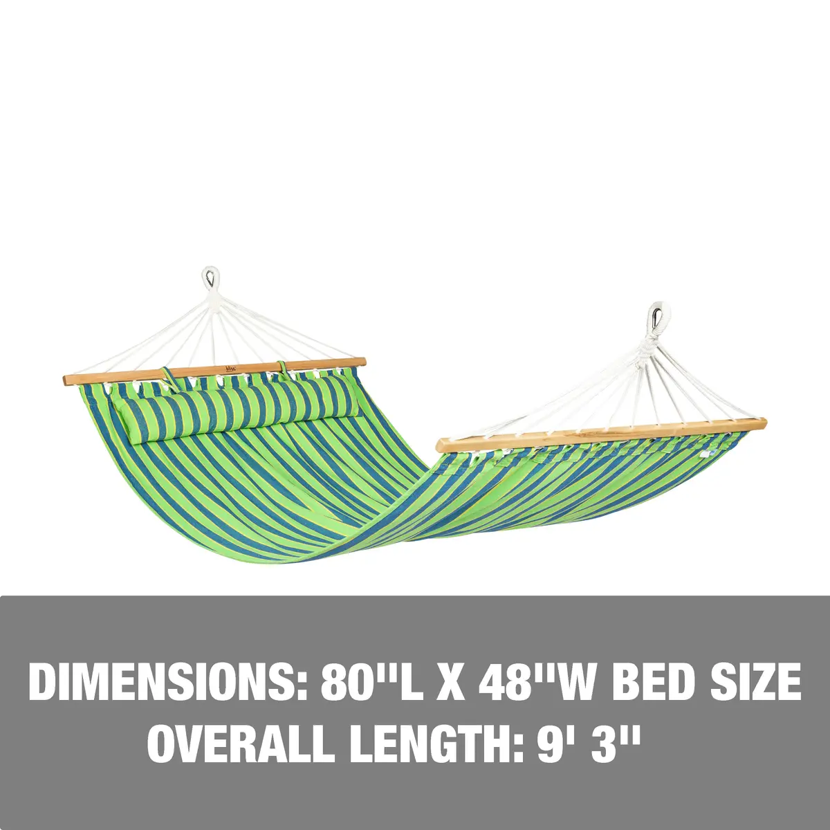 Bliss Hammocks Bh-404D Caribbean Hammock W/ Pillow & Hanging Hardware | 48-In. Wide | 265 Lb. Capacity (Mediterranean) 2
