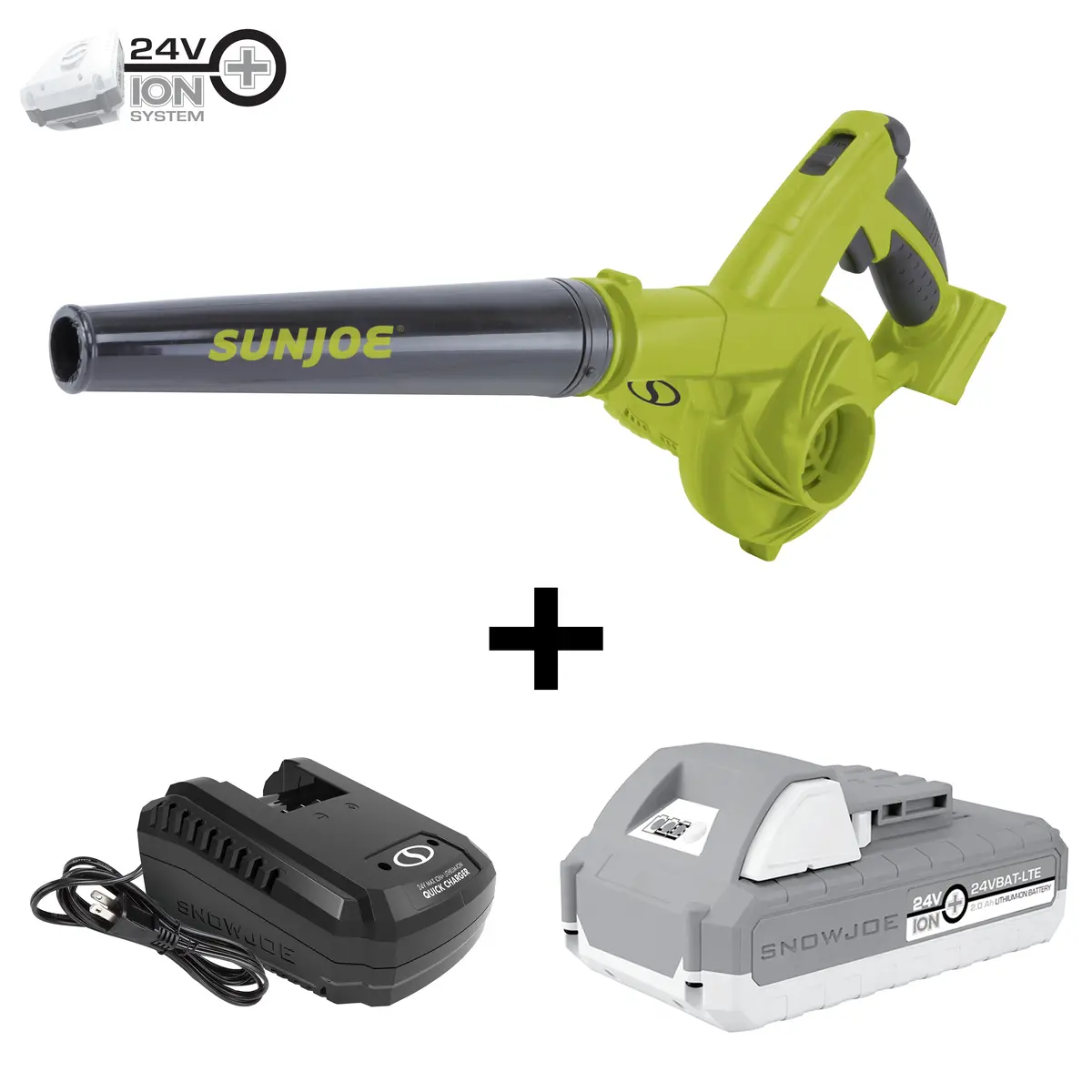Sun Joe 24V-Wsb-Lte 24-Volt* Ionmax Workshop Blower + Vacuum Kit | W/ 2.0-Ah Battery, Charger, And 2 X Dust Bags 1