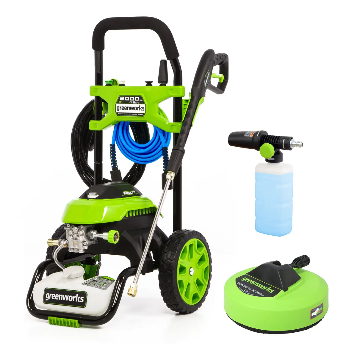 2000 Psi 1.2 Gpm 14 Amp Electric Pressure Washer, Includes 12" Surface Cleaner + High Pressure Soap Applicator 1