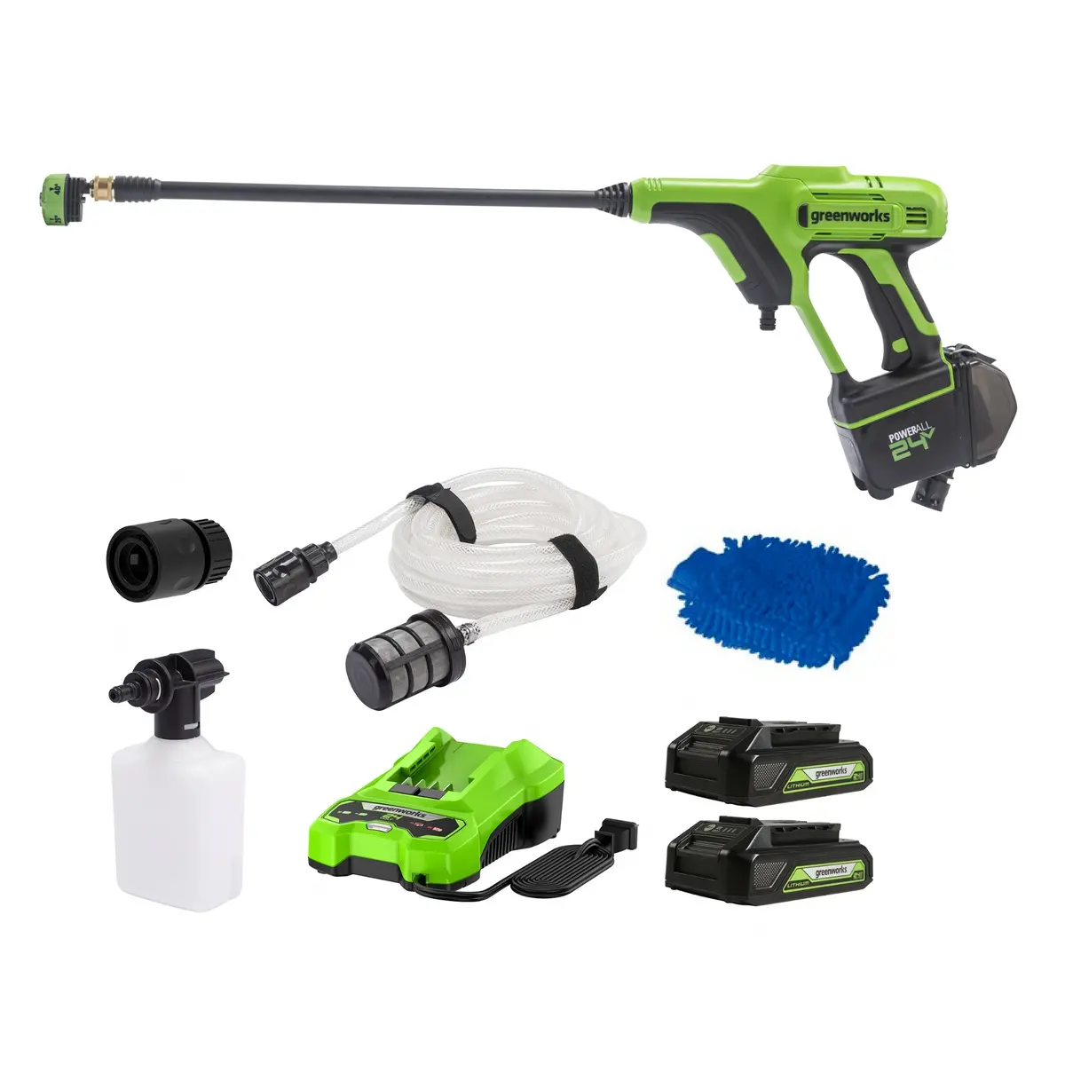 24V 600 Psi Cordless Pressure Washer Kit, (2) 2.0Ah Battery And Charger Included Bonus: Wash Mitt Included 1