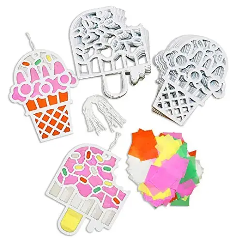 Popsicle Ice Cream Cone Diy Suncatcher Paper Crafts - 24 Pieces Per Pack Kp4200 1