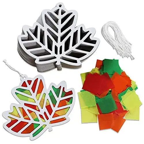 Autumn Leaf Diy Suncatcher Paper Crafts - 24 Pieces Per Pack Kp4097 1