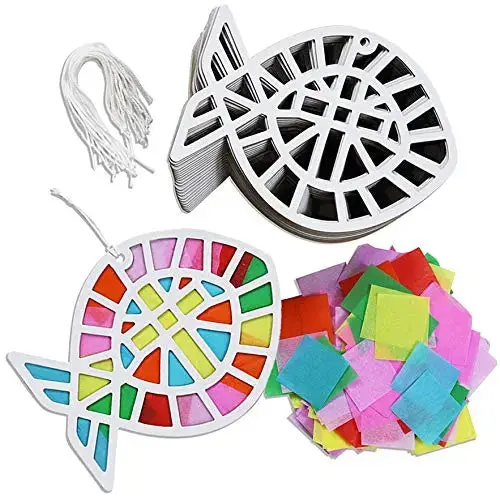 Fish Diy Suncatcher Paper Crafts - 24 Pieces Per Pack Kp4099 1