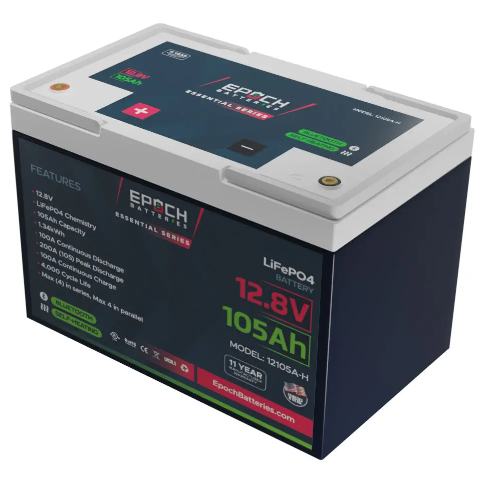 (Pre-Order) 12V 105Ah (1.34Kwh) Essential Series - Bluetooth & Heated Lifepo4 Battery - Eta May 15 1