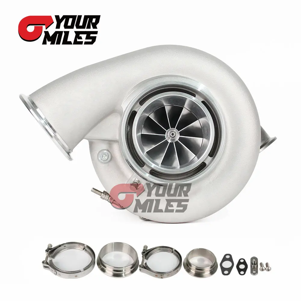 Yourmiles Reverse Rotation S42-1450 Billet Compressor Wheel Journal Bearing Turbocharger 1.01/1.15/1.28 Dual V-Band Housing 1