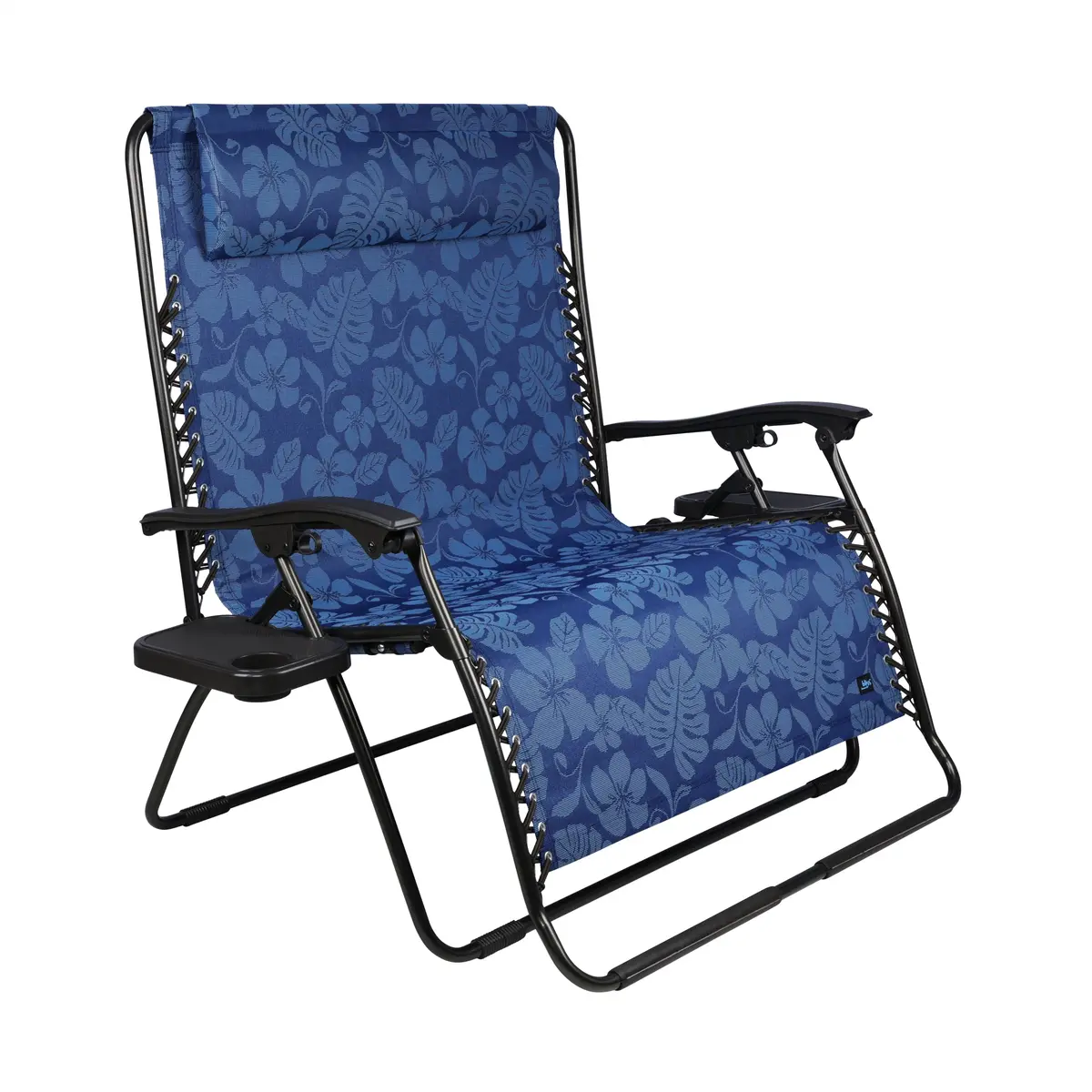Bliss Hammocks Gfc-496Dbf Extra Wide 2-Person Gravity Free Chair W/ Pillow & Drink Trays | 45-In. Wide | Weather & Rust Resistant | 600 Lb. Capacity (Blue Flower) 1