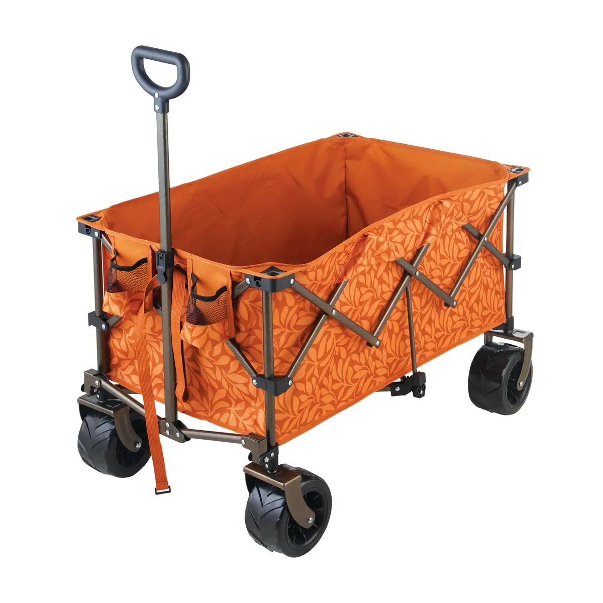 Bliss Hammocks Bhw-100-Al Collapsible Garden Cart/Beach Wagon W/ Storage Bag | 36-In. X 22-In. | Tool/Beverage Holders & Wheels | Waterproof | 175 Lb. Capacity (Amber Leaf) 2