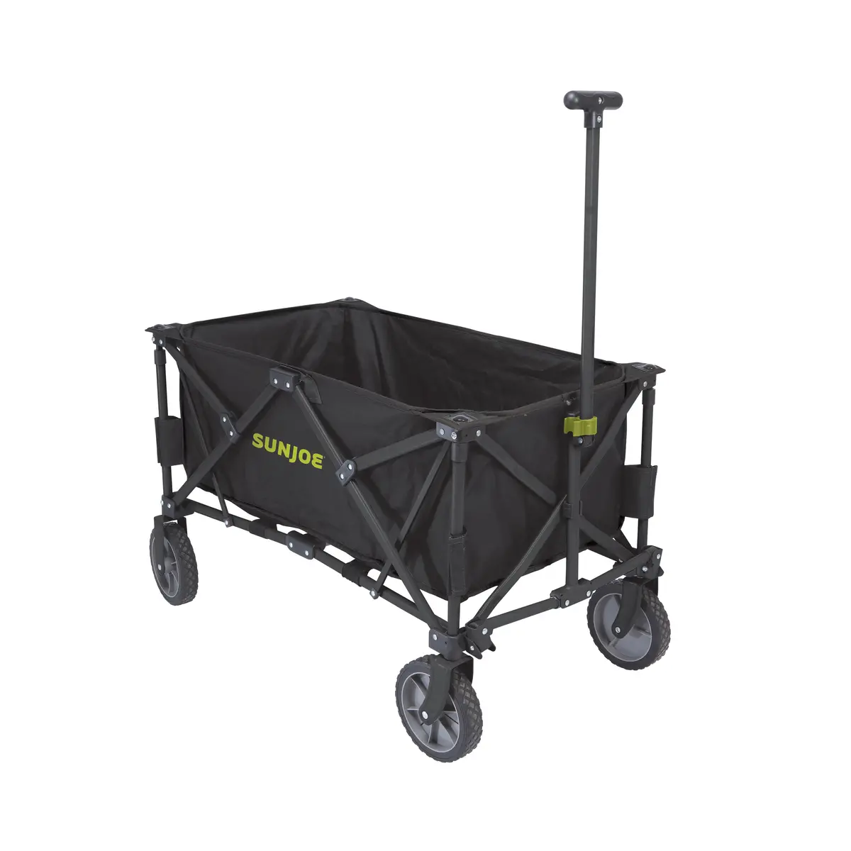Sun Joe Sj-Hdfc1 Heavy-Duty Metal Framed Garden Utility Wagon | W/ Swivel Front Wheels & Adjustable Handle | Collapsible Design For Easy Storage And Portability | 150 Lb. Load Capacity 1