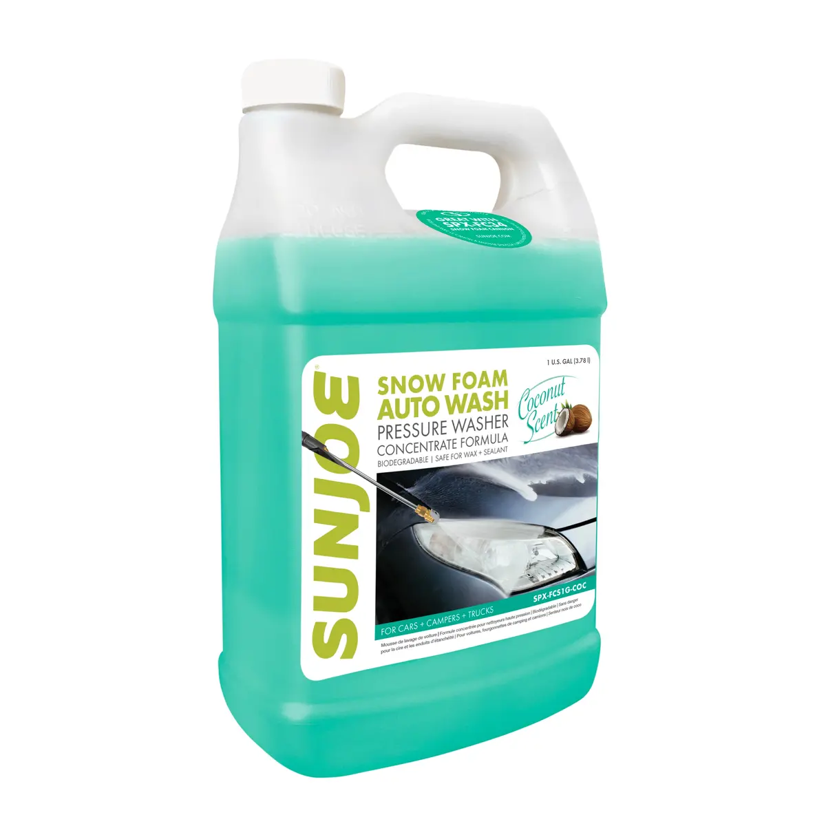Sun Joe Spx-Fcs1g-Coc Premium Snow Foam Car Wash Soap And Cleaner | 1-Gal. | Coconut Scent 1