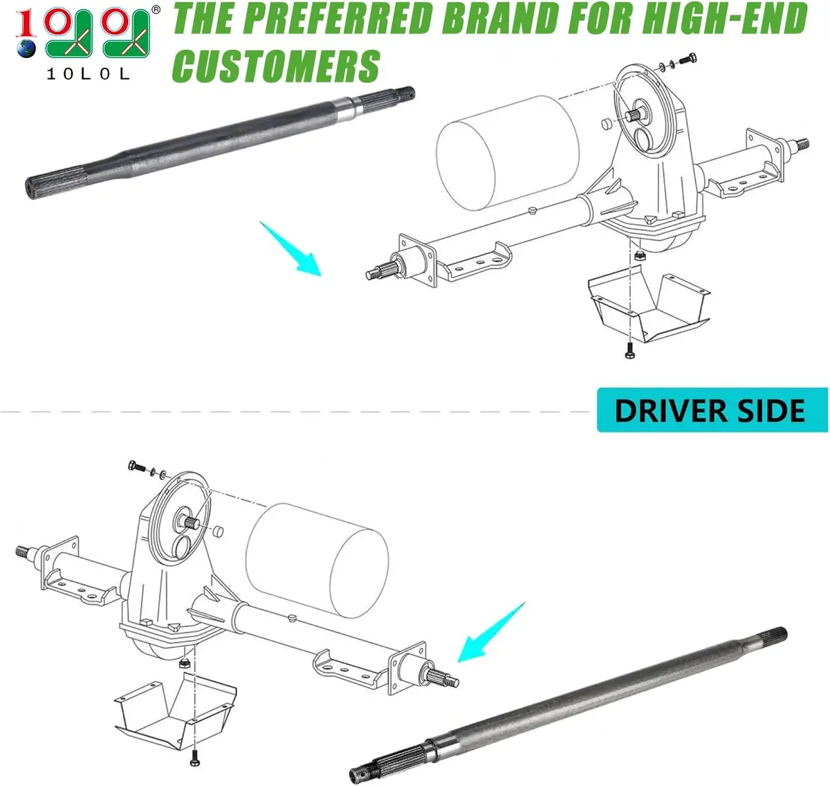 10L0l Golf Cart Rear Splined Axle Shaft Replacement Kit For Ezgo Txt 1994-2013 2