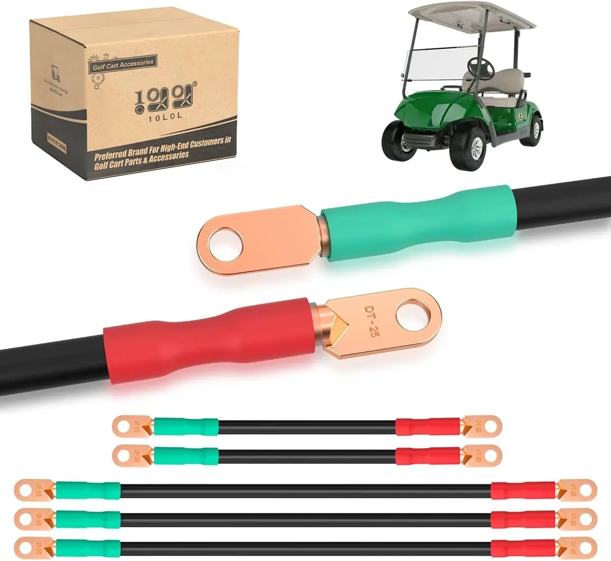 36V Golf Cart Battery Cable Set For Yamaha G14 G16 - 4 Gauge Tin-Plated Copper (5Pc) - 10L0l 1
