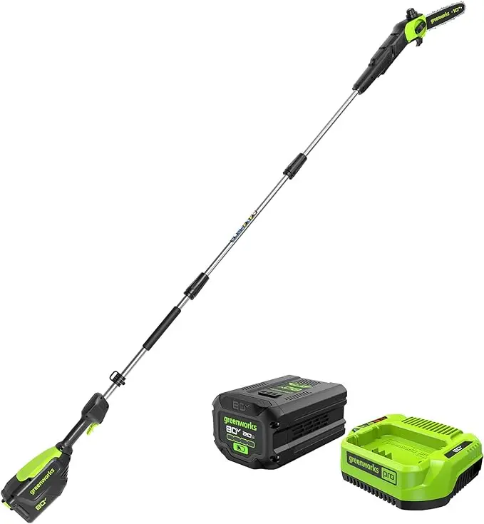 80V 10" Brushless Pole Saw, 2.0Ah Battery And Charger Included 1