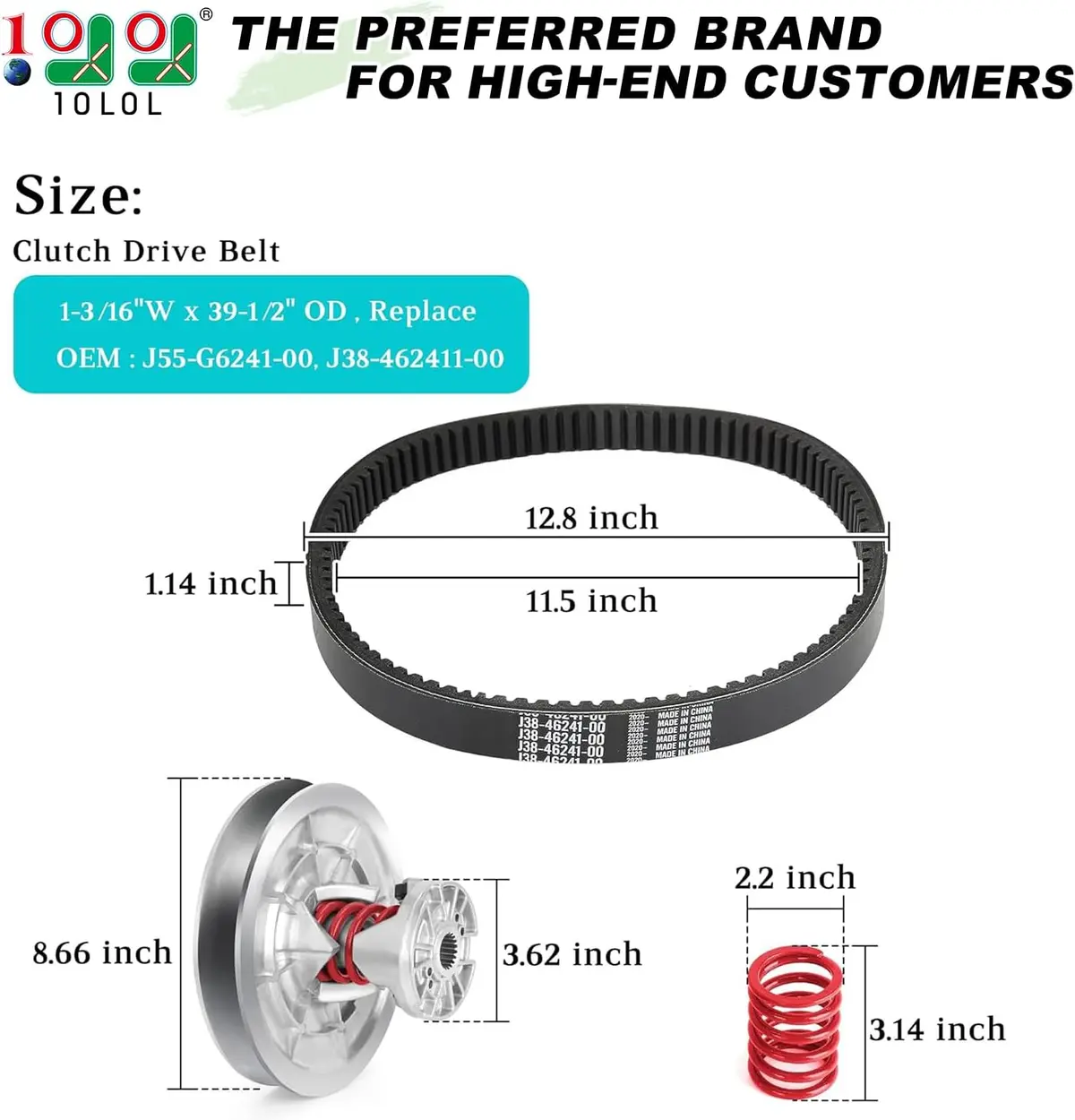 10L0l Secondary Driven Clutch Belt Kit For Yamaha Golf Carts G2-G28 (1985–2007) 2