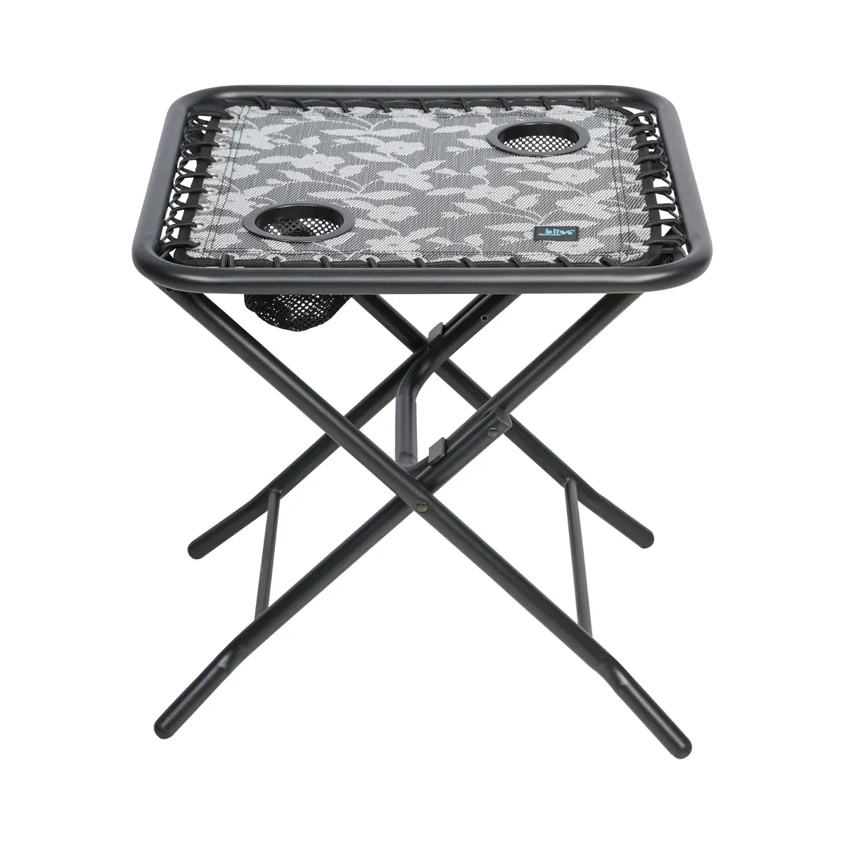Bliss Hammocks Gfc-Tbl-Pf Folding Side Table W/ 2 Built-In Cup Holders | 20-In. Surface | Weather Resistant | 40 Lb. Capacity (Platinum Fern) 1