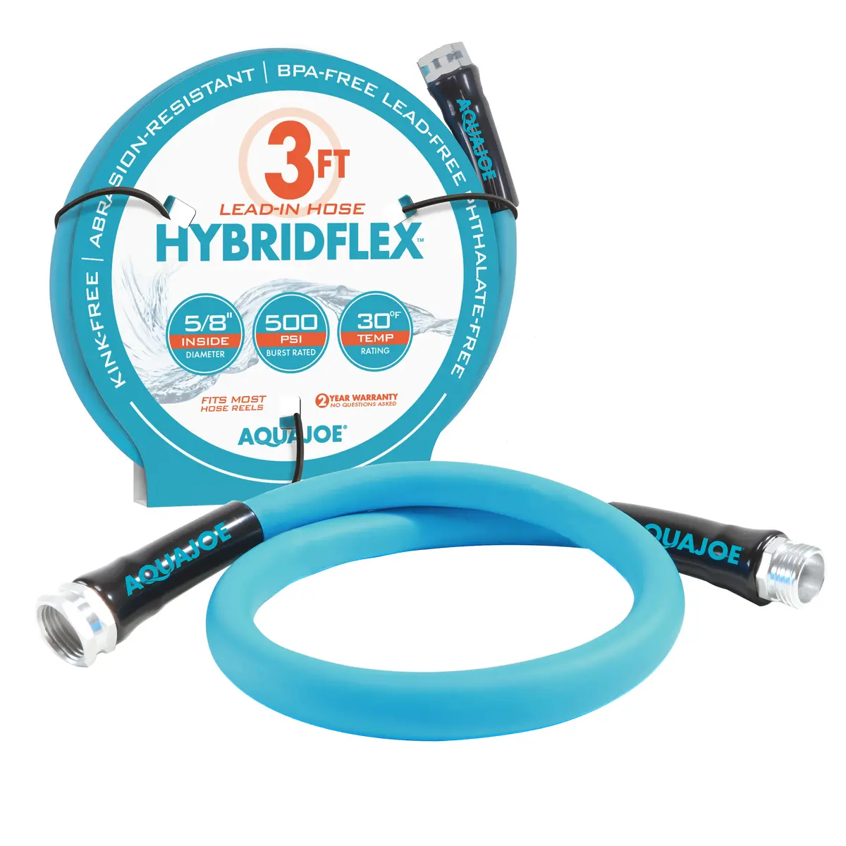 Aqua Joe Ajpgh03-Pro 5/8 Hybridflex Lead-In Hose | 3-Foot | 500 Psi Burst Rating 1