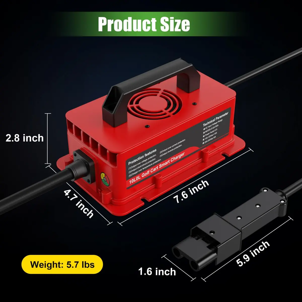 Universal Golf Cart Battery Charger - Smart 36V/48V Charger For Yamaha, Ezgo & Club Car (Ip67 Waterproof) 9