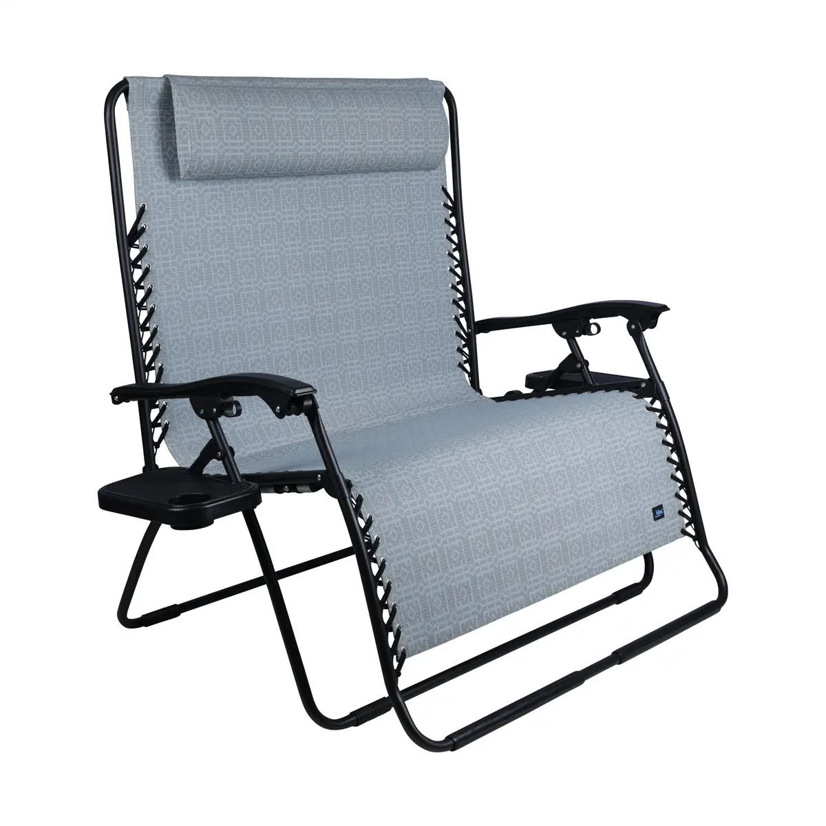 Bliss Hammocks Gfc-497Dgry Extra Wide 2-Person Gravity Free Chair W/ Pillow & Drink Trays | 45-In. Wide | Weather & Rust Resistant | 600 Lb. Capacity (Gray) 1