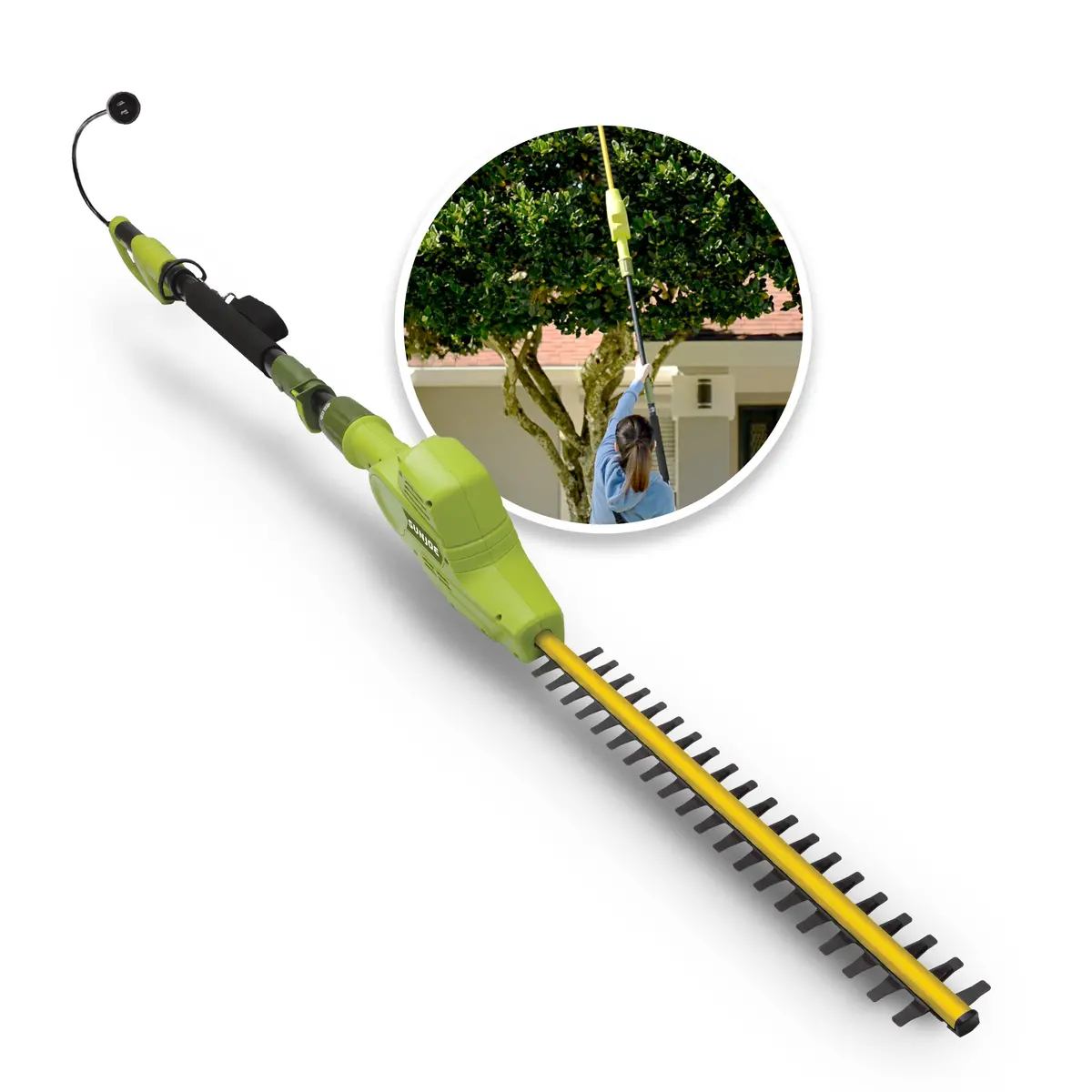 Sun Joe Sjh902e Electric Telescoping Pole Hedge Trimmer | Multi-Angle Head | 21-Inch | 4-Amp 1