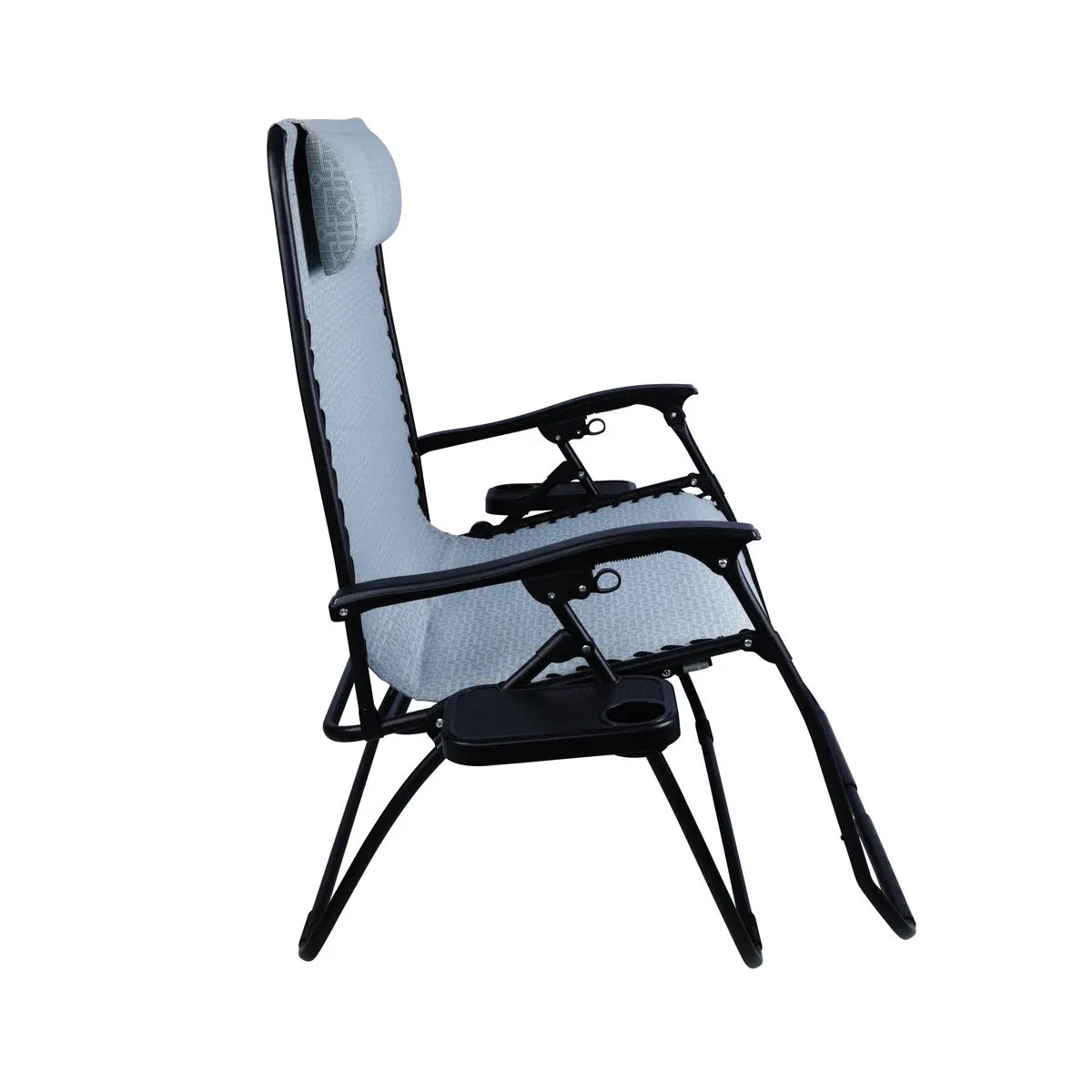 Bliss Hammocks Gfc-497Dgry Extra Wide 2-Person Gravity Free Chair W/ Pillow & Drink Trays | 45-In. Wide | Weather & Rust Resistant | 600 Lb. Capacity (Gray) 2