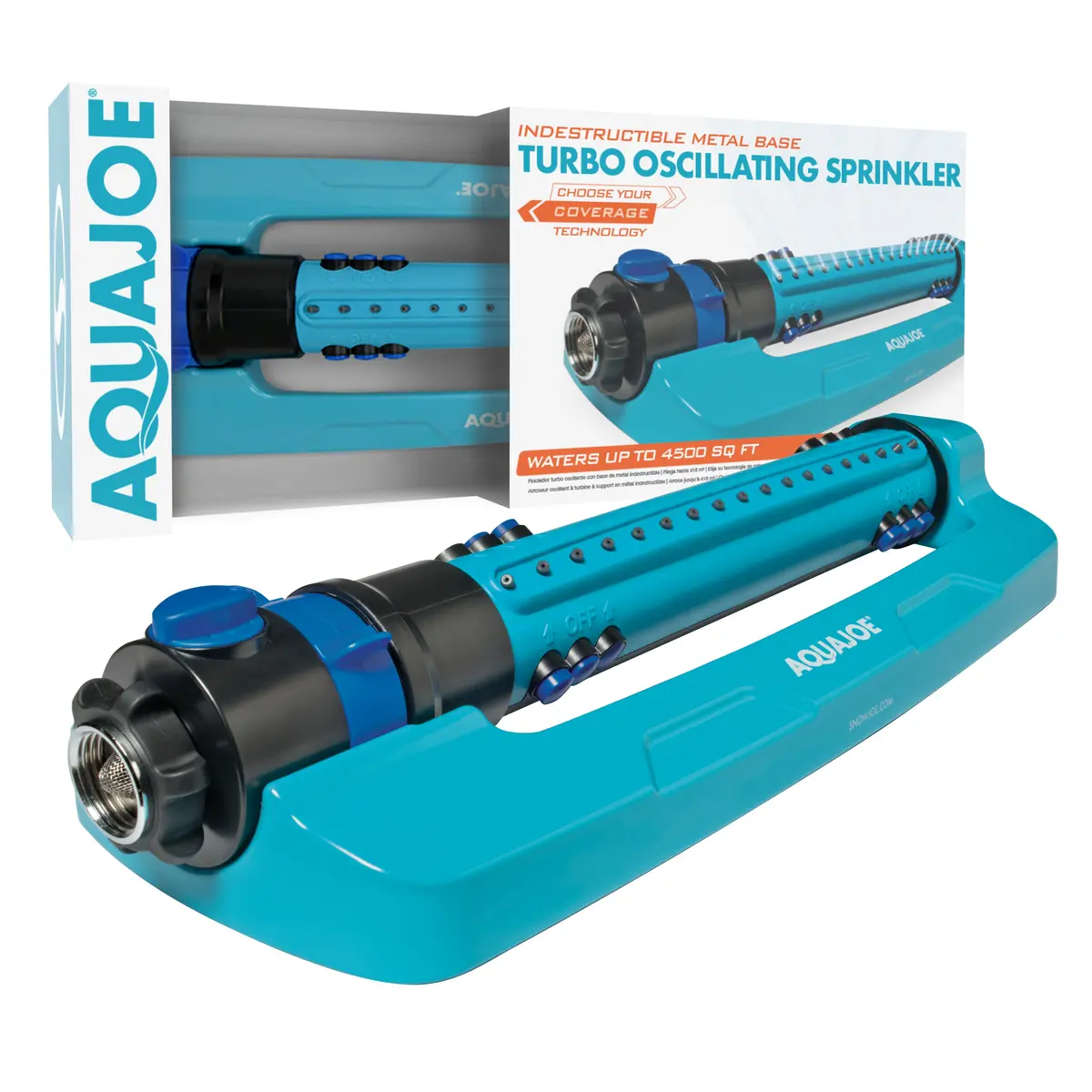 Aqua Joe Aj-Oms18-Trb Indestructible Metal Base Oscillating Sprinkler | Customizable Coverage | 4500 Sq Ft Max Coverage 1