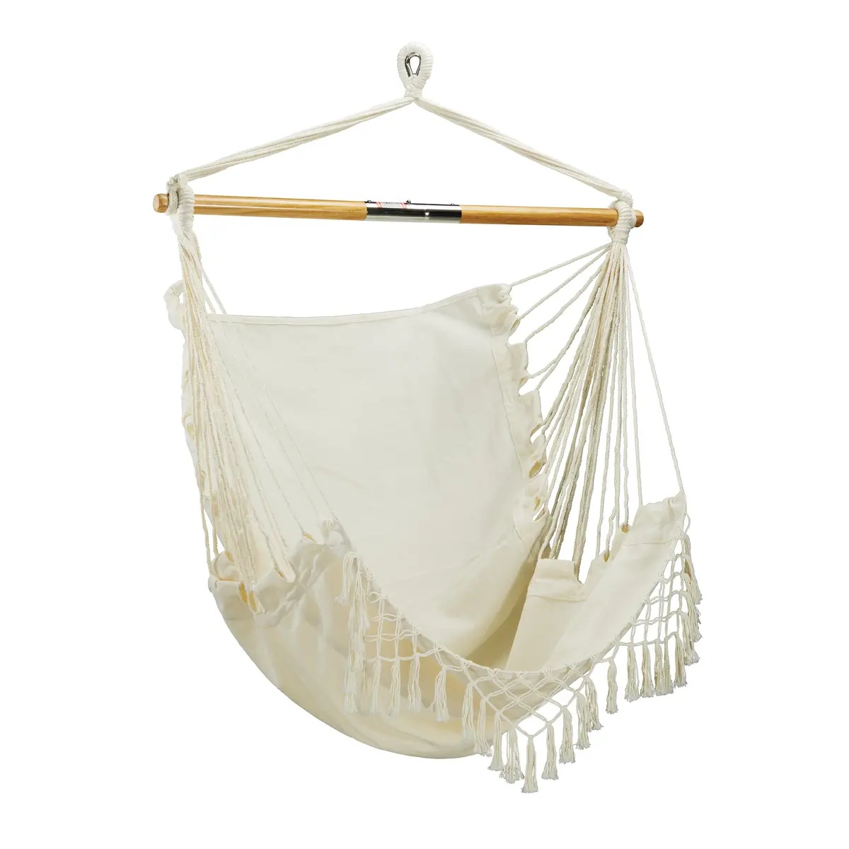 Bliss Hammocks Bhc-412Fr Island Rope Fringed Hammock Chair W/ Spreader Bar & Hanging Hardware | 40-In. Wide | 250 Lb. Capacity 1