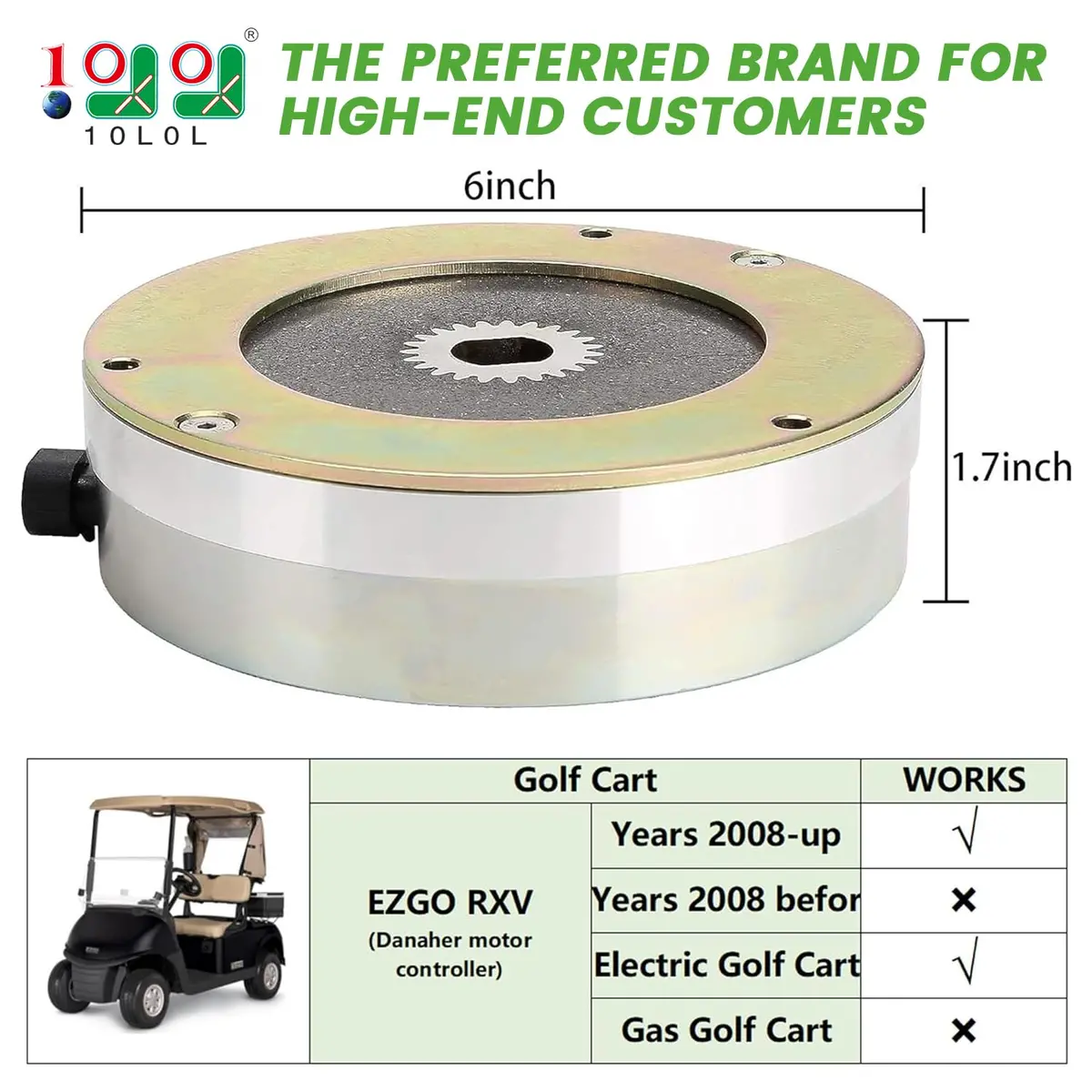 Golf Cart Motor Brake Replacement For Ezgo Rxv 2008-2011 Electric - 10L0l 2