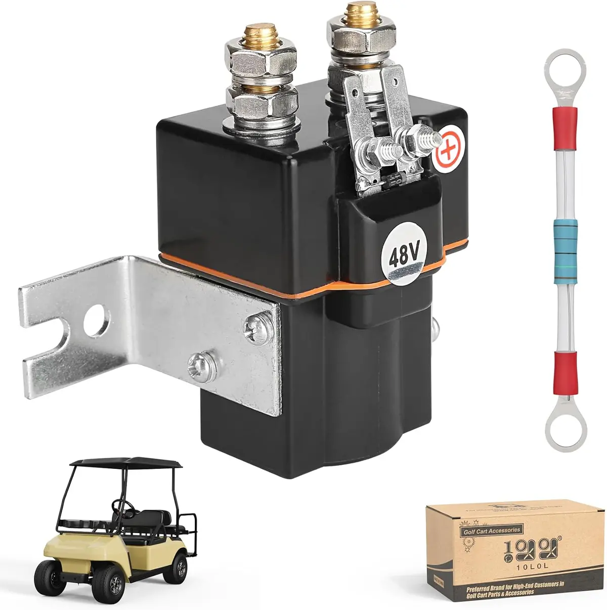 10L0l Golf Cart 48V Solenoid For Club Car Ds & Precedent 4-Terminal With Resistor 1