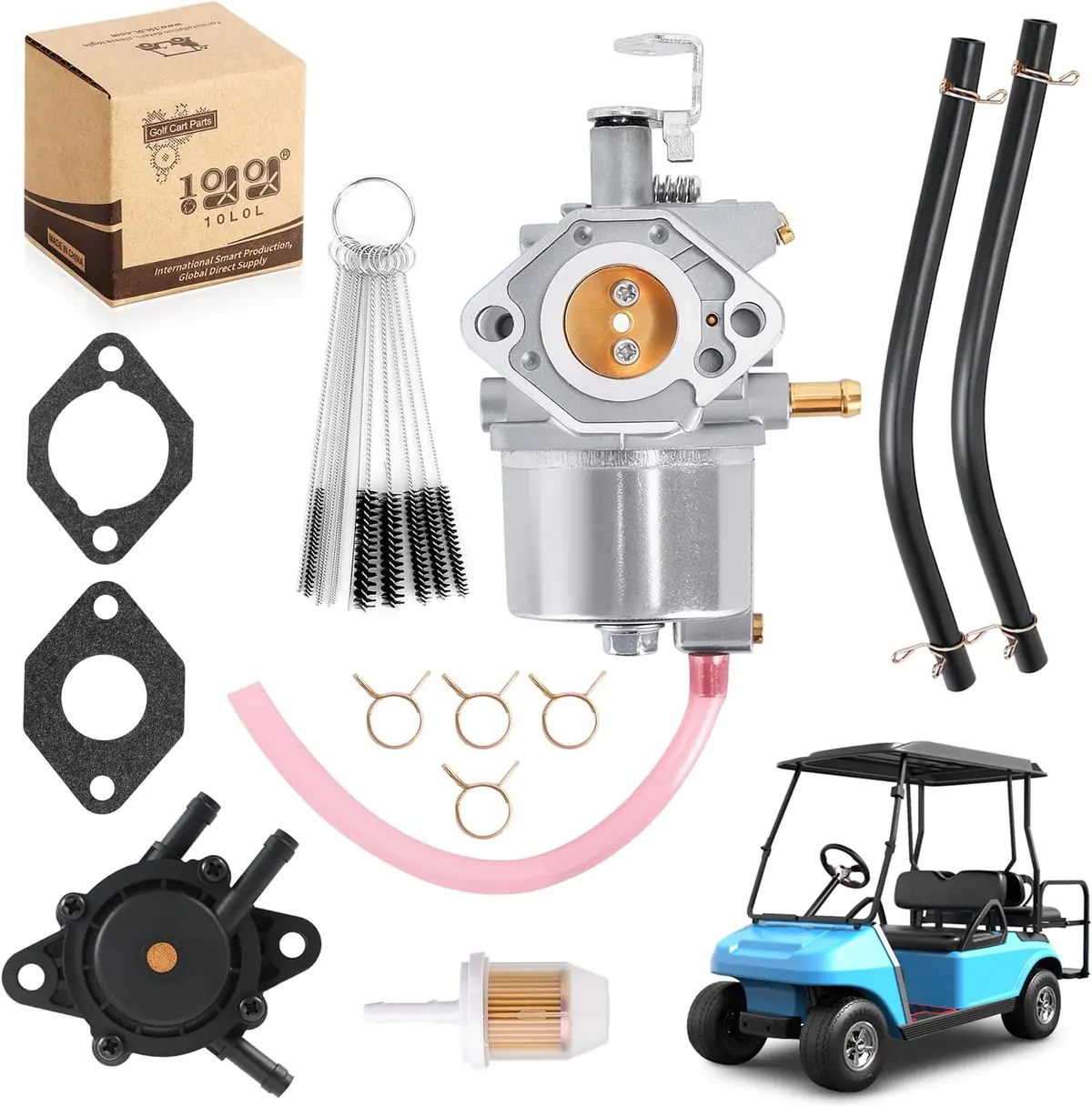 10L0l Golf Cart Carburetor Kit For Club Car Ds, Precedent, Turf, Carryall Kawasaki Fe350 Engine (1996+) 1