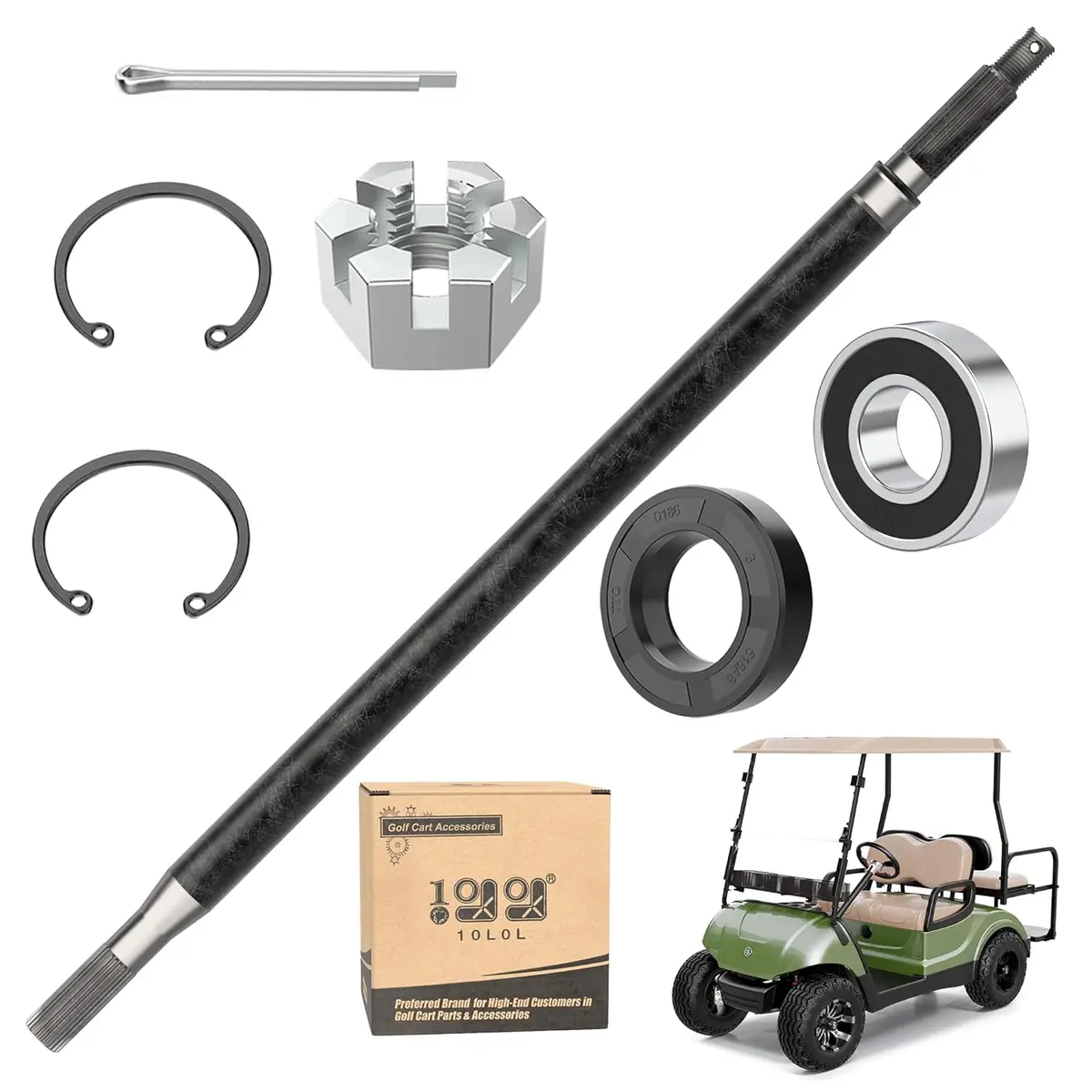 10L0l Golf Cart Rear Axle Shaft With Bearing Seal Kit – Passenger Side For Yamaha G16/G19/G22/Drive 1
