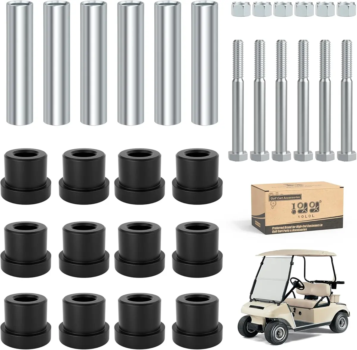 10L0l Golf Cart Rear Leaf Springs & Shackles Bushing Sleeve Kit For Club Car Ds 1981-Up 1